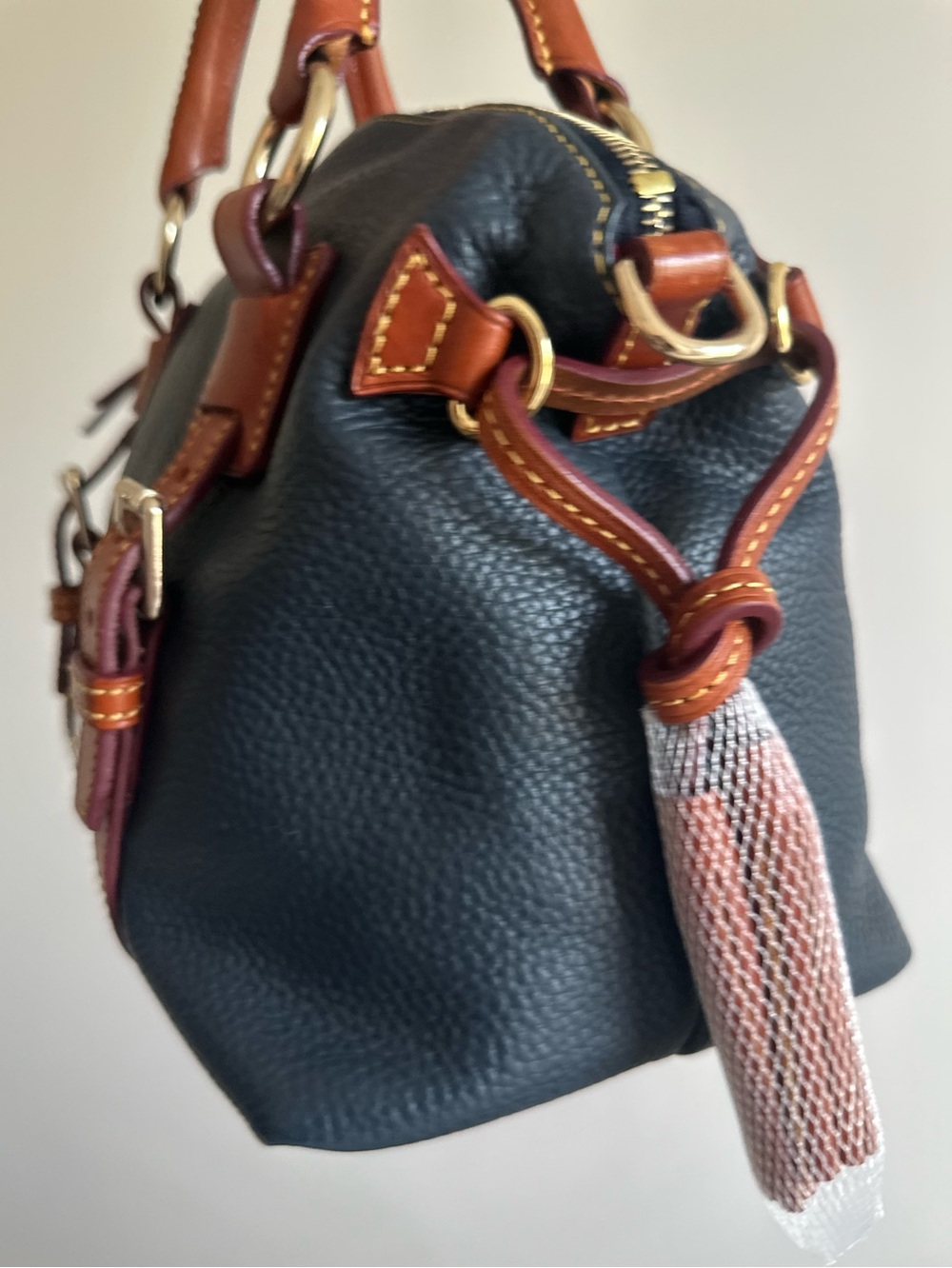 Dooney & Bourke Pebble Leather Bristol Satchel in Navy Blue EUC - Picture 11 of 15